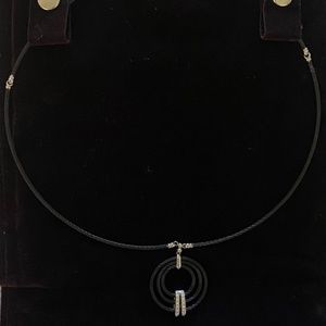 ALOR NOIR BLACK CABLE CIRCLE PENDANTS W/DIAMONDS